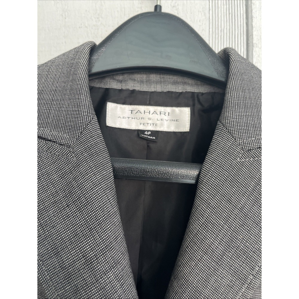 Tahari Arthur S. Levine Women's Petite Blazer Jacket Grey Size 4 Petite EUC - Picture 2 of 8